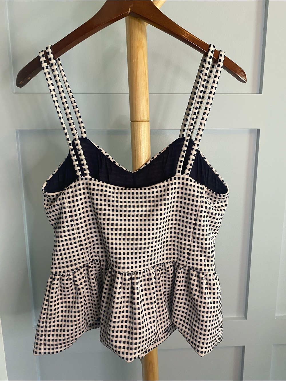 Women’s Black & White Gingham Peplum Tank Top - Picture 3 of 3